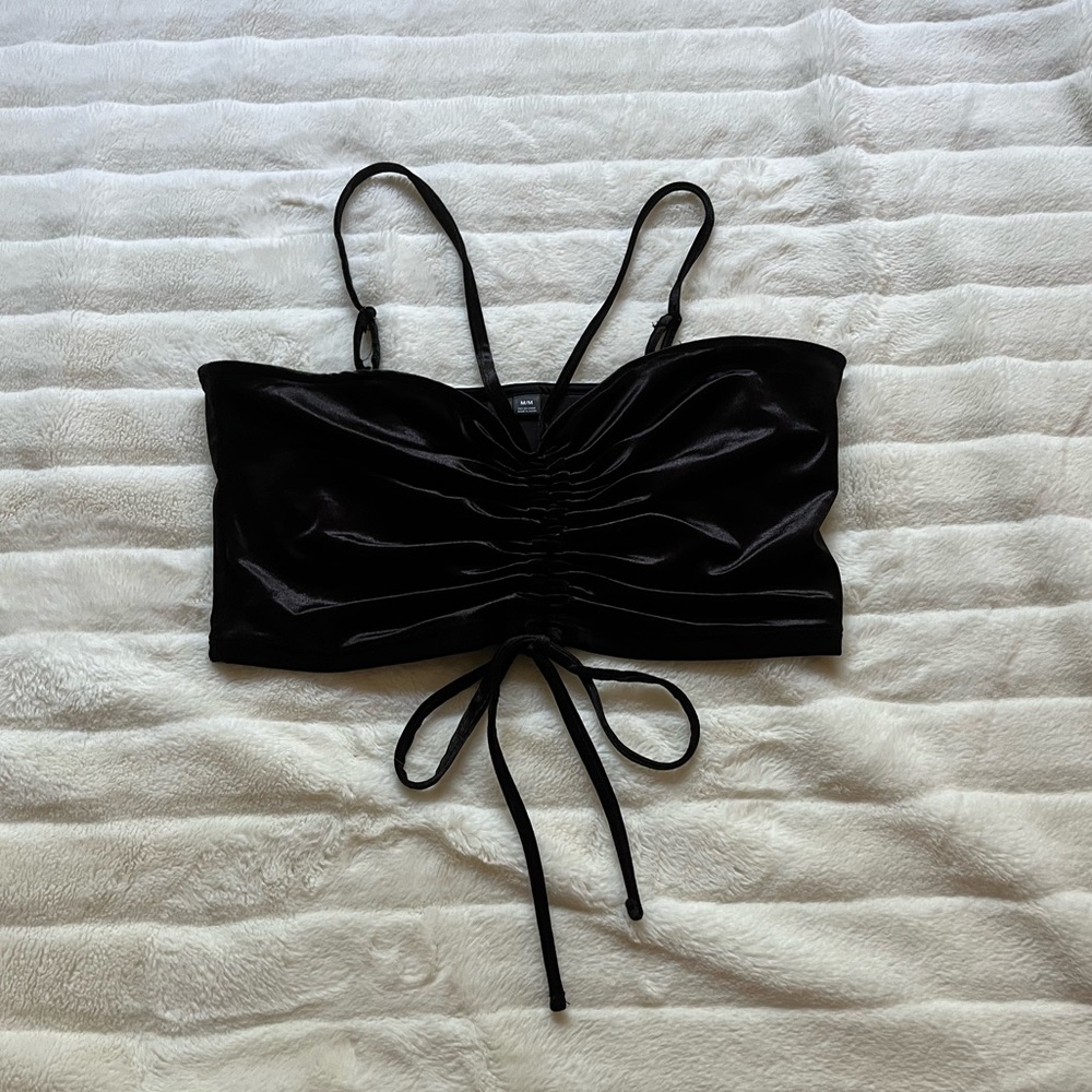 Garage black velvet tank top
